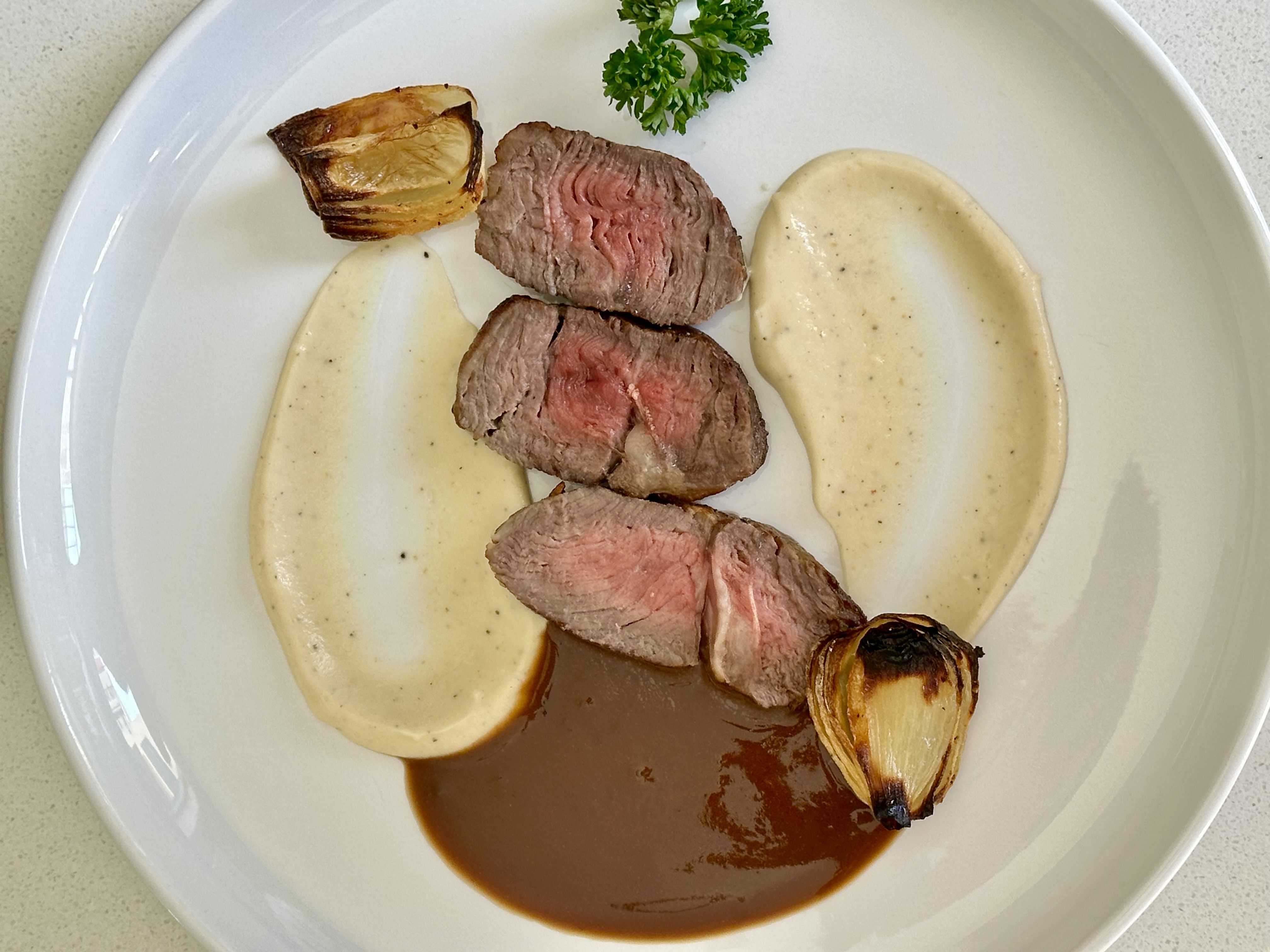 Steak with cauliflower pureé